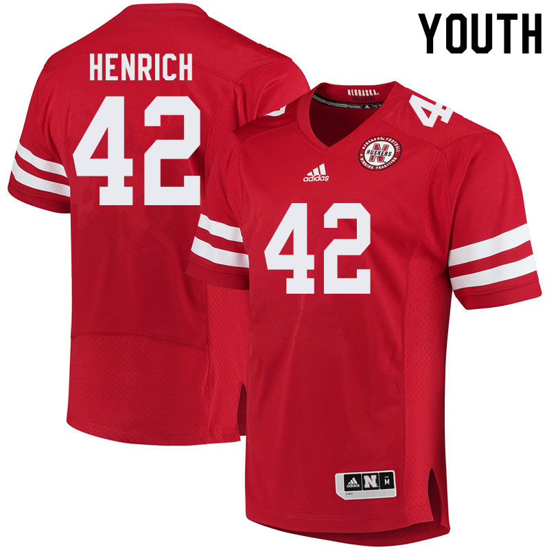 Youth #42 Nick Henrich Nebraska Cornhuskers College Football Jerseys Sale-Red - Click Image to Close